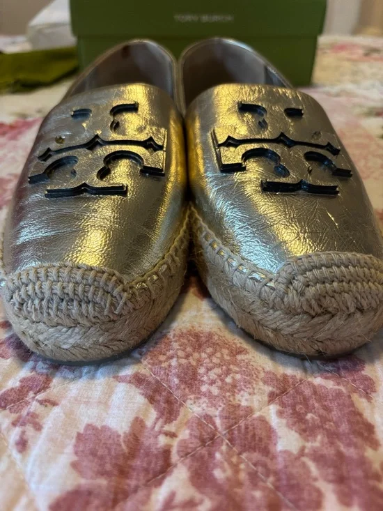 Tory Burch Metallic Gold Espadrille Loafers - Picture 12 of 16